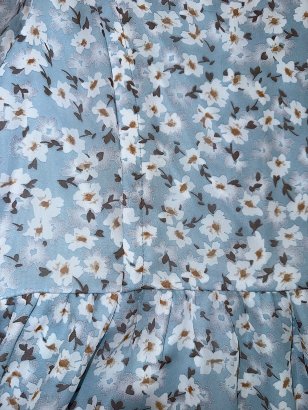 Roolee Light Blue Floral Knee Length Short-Sleeve Dress Cottagecore M - Picture 3 of 4